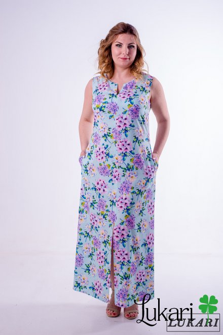 Платье большого размера  мятное, софт Lukari 0127-6