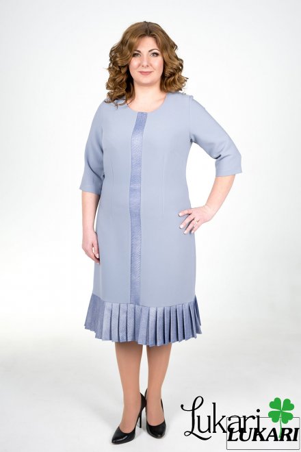 Повсякденна сукня великого розміру сіро-блакитна з костюмки Lukari 