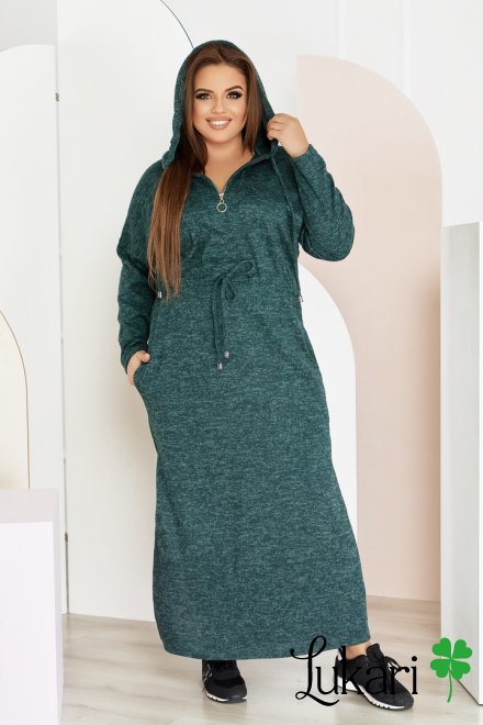 Платье большого размера зеленое, ангора НТФВ 3394-4