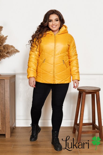 Женская куртка большого размера жёлтая, плащевка НТФВ 5215-3