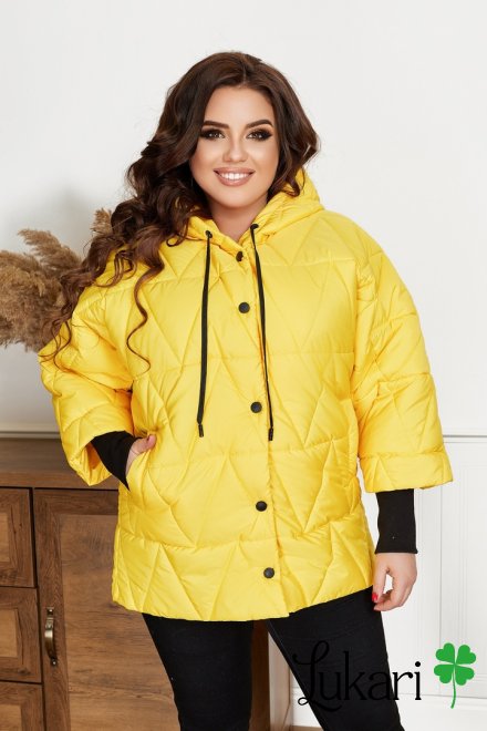 Жіноча куртка великого розміру жовта, плащівка НТФВ 3416-3