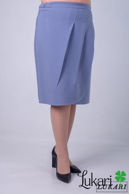 Юбка большого размера серо-голубая, костюмка Lukari 0115-5