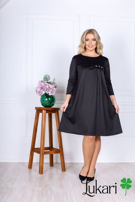 Платье большого размера повседневное черное, французкий трикотаж Lukari 0187-4