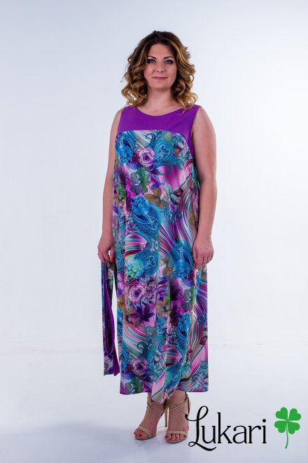 Сукня великого розміру квітковий мультиколор, софт Lukari 0135-3