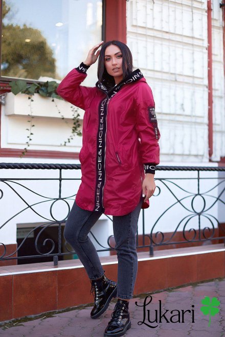 Жіноча куртка великого розміру червона, плащівка СВНВ 2861-3