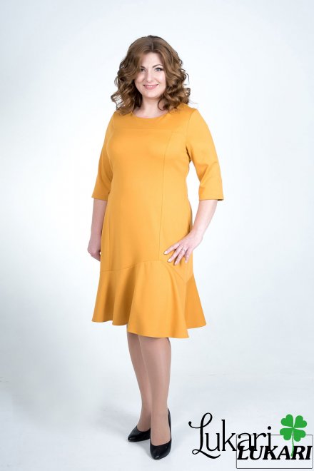 Сукня великого розміру жовта з джерсi Lukari 0107-2