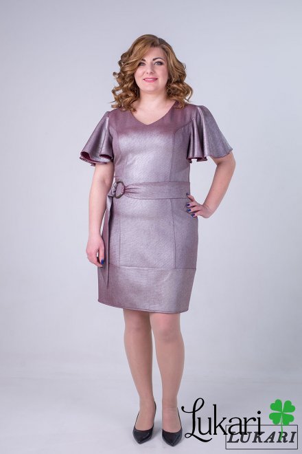 Платье большого размера бордового цвета, креп-костюмка Lukari 0122-4