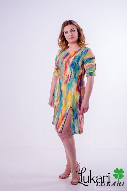 Платье большого размера мультиколор, хлопок Lukari 0134-1
