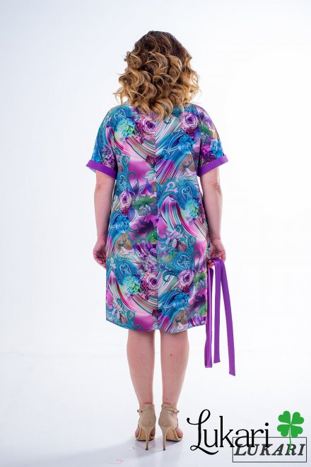 Сукня великого розміру квітковий мультиколор, софт Lukari 0137-3