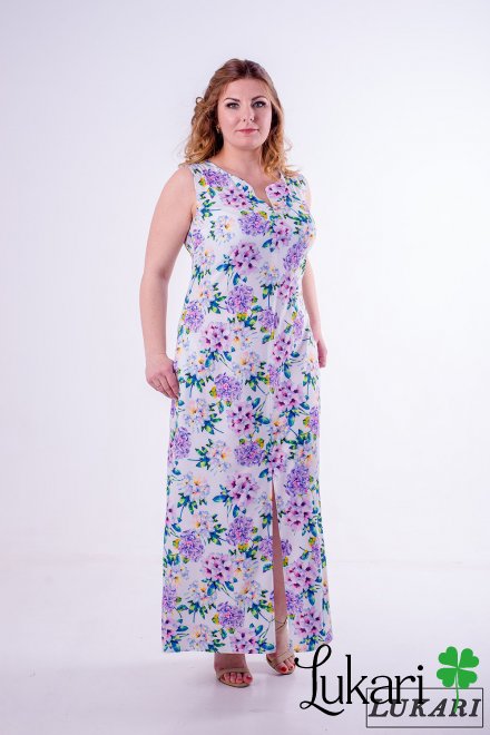 Платье большого размера белое, софт Lukari 0127-5