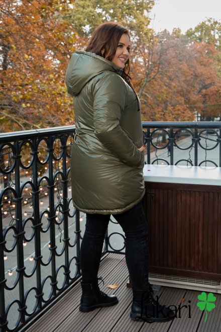Жіноча куртка великого розміру хакі, плащівка НТФВ 3296-3
