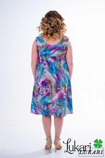 Платье большого размера цветочный мультиколор, софт Lukari 0136-6