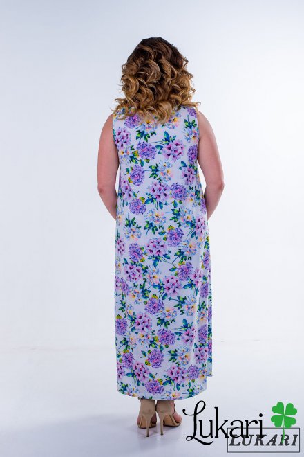 Сукня великого розміру подовжена біла квіткова, софт Lukari 0135-1