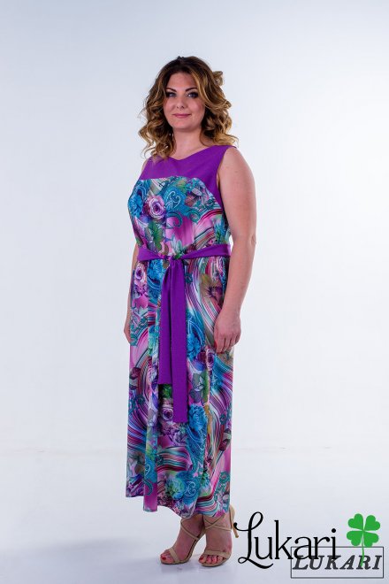 Платье большого размера цветочный мультиколор, софт Lukari 0135-3