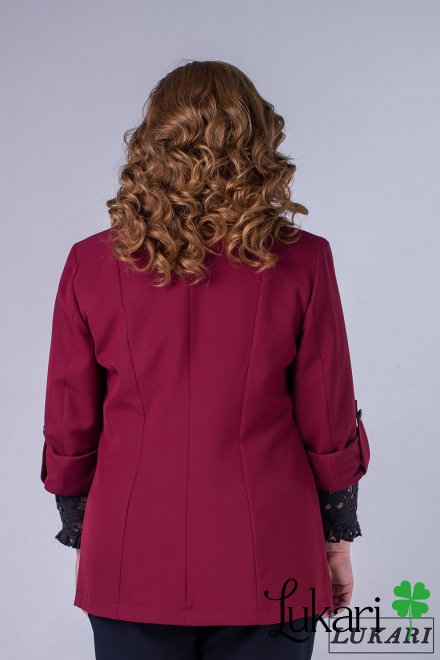 Піджак великого розміру бордовий, костюмка Lukari 0118-2