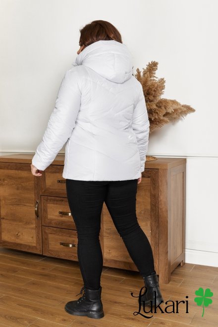 Жіноча куртка великого розміру біла, плащівка НТФВ 5215-1