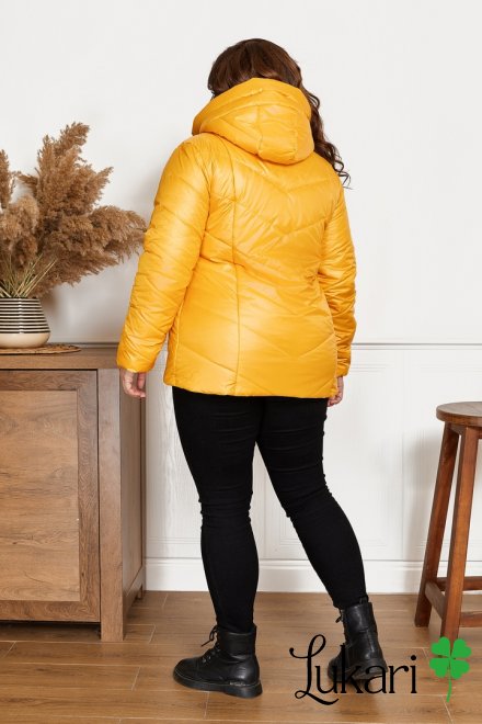 Жіноча куртка великого розміру жовта, плащівка НТФВ 5215-3