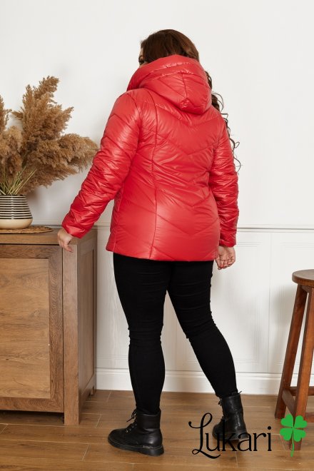 Жіноча куртка великого розміру червона, плащівка НТФВ 5215-4