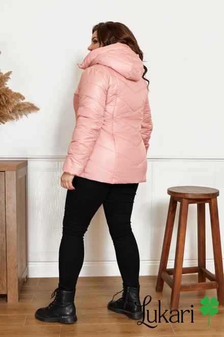 Женская куртка большого размера пудра, плащевка НТФВ 5215-5