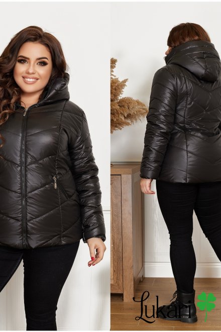 Женская куртка большого размера чёрная, плащевка НТФВ 5215-6
