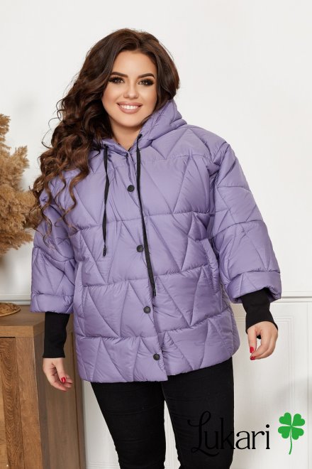 Женская куртка большого размера фиолетовая, плащевка НТФВ 3416-5
