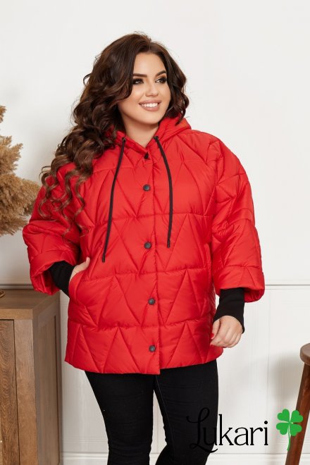 Жіноча куртка великого розміру червона, плащівка НТФВ 3416-7
