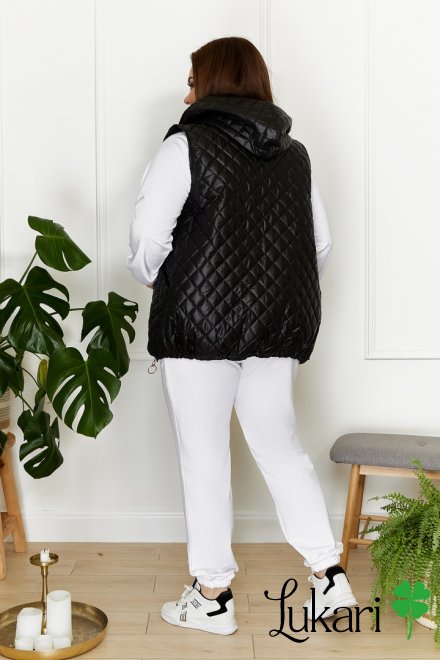 Женская жилетка большого размера чёрная, плащевка НТФВ 3409-4