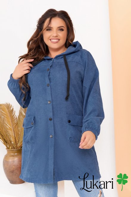 Жіноча куртка-вітровка великого розміру, джинсовий, мікровельвет НТФВ 3494-1