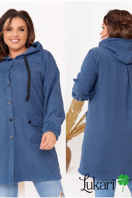 Женская куртка-ветровка большого размера, джинсовый, микровельвет НТФВ 3494-1