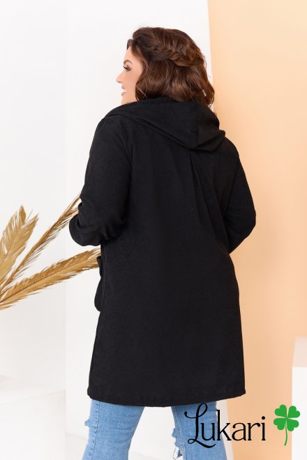 Жіноча куртка-вітровка великого розміру, чорний, мікровельвет НТФВ 3494-6