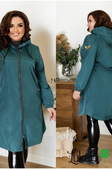 Жіноча куртка-плащ великого розміру, зелений, плащівка НТФВ 3322-2