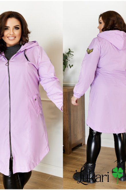 Жіноча куртка-плащ великого розміру, ліловий, плащівка НТФВ 3322-4