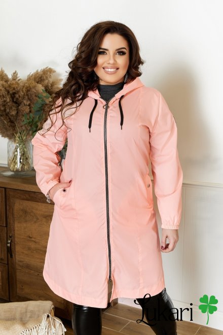 Жіноча куртка-плащ великого розміру, персиковий, плащівка НТФВ 3322-5