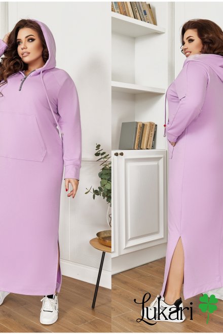 Платье большого размера сиреневое, трикотаж двухнитка НТФВ 3426-7