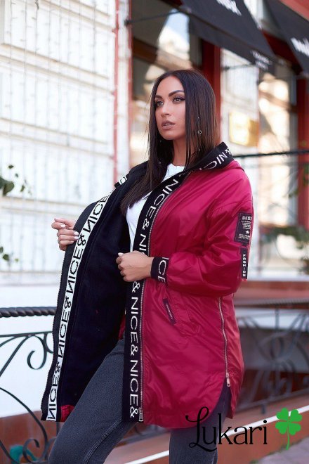 Жіноча куртка великого розміру червона, плащівка СВНВ 2861-3