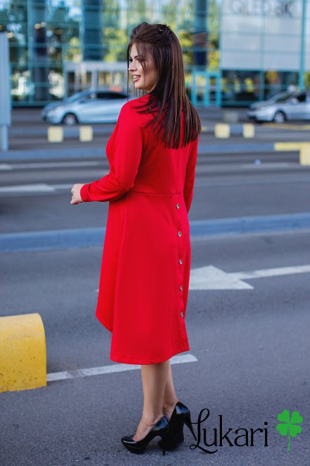 Платье большого размера красное, французкий трикотаж Lukari 0150-3