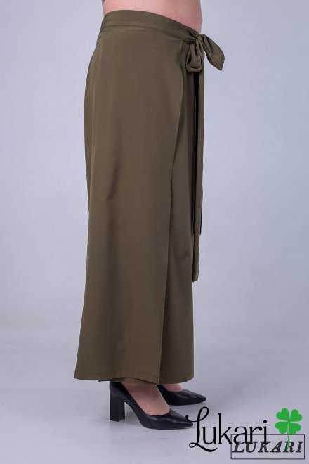 Штани великого розміру укорочені колір хакі, софт Lukari 0125-3