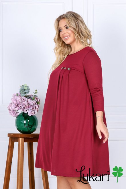 Платье большого размера повседневное бордовое, французкий трикотаж Lukari 0187-2