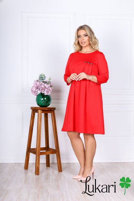 Платье большого размера свободного кроя красное Lukari 0187-5