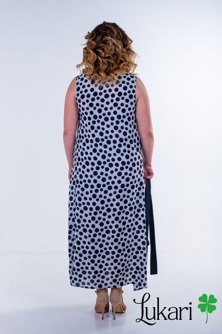 Сукня великого розміру чорно-біла в горох, віскоза Lukari 0135-4
