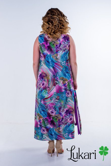 Сукня великого розміру квітковий мультиколор, софт Lukari 0135-3