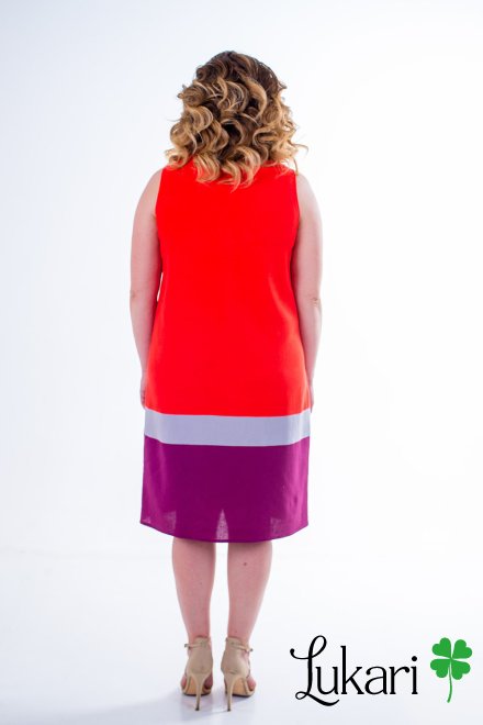 Сукня великого розміру вогняного кольору Lukari, льон 0141-1