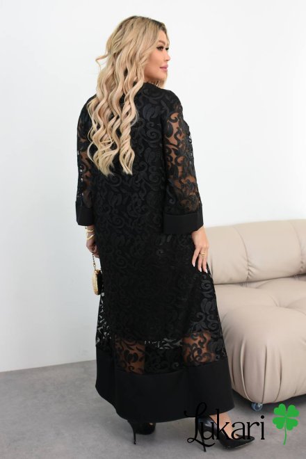Жіноча чорна сукня з вишитої сітки на підкладі батист ДМЛК 4421