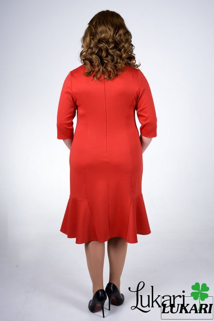 Повсякденна сукня великого розміру  червона з костюмкі Lukari 0102-1