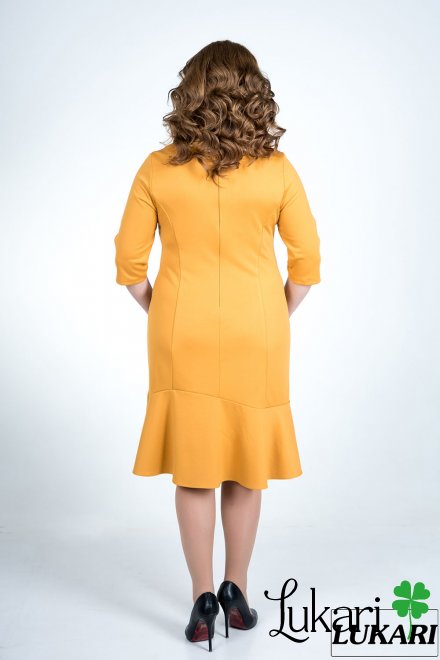 Платье большого размера желтое из джерси Lukari 0107-2
