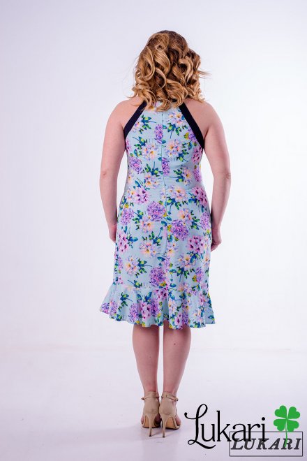 Сукня великого розміру м'ятна квіткова, софт Lukari 0130-5