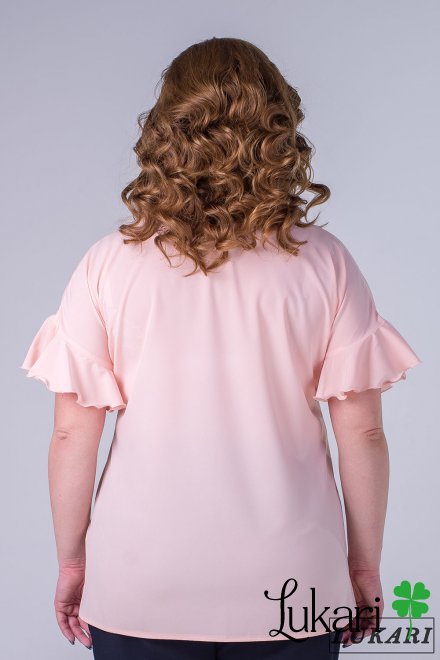 Блузка большого размера персиковая, софт Lukari 0121-1
