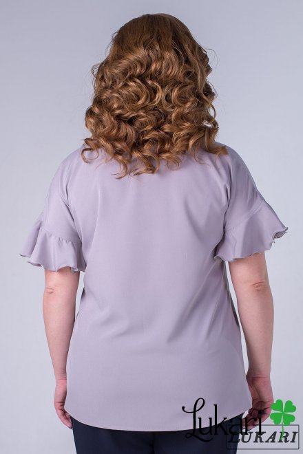 Блузка великого розміру світло-сіра, софт Lukari 0121-4