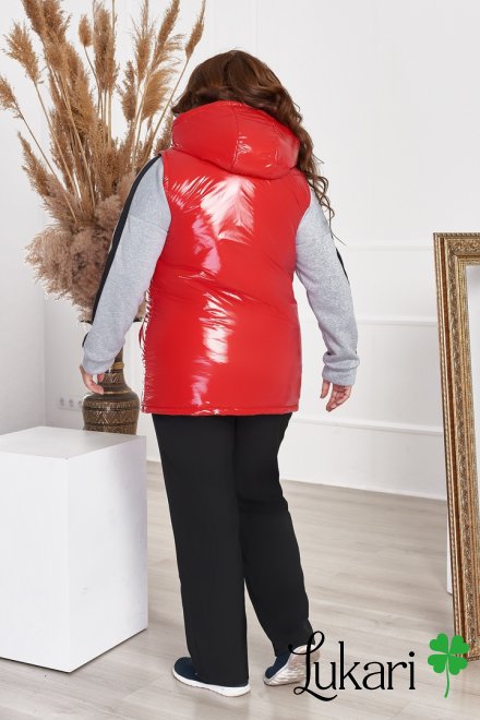 Женская жилетка большого размера красная, плащевка НТФВ 3368-4