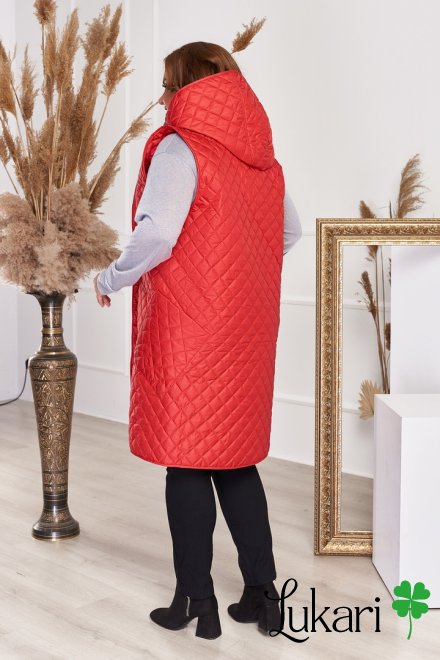 Женская жилетка большого размера красная, плащевка НТФВ 3390-2